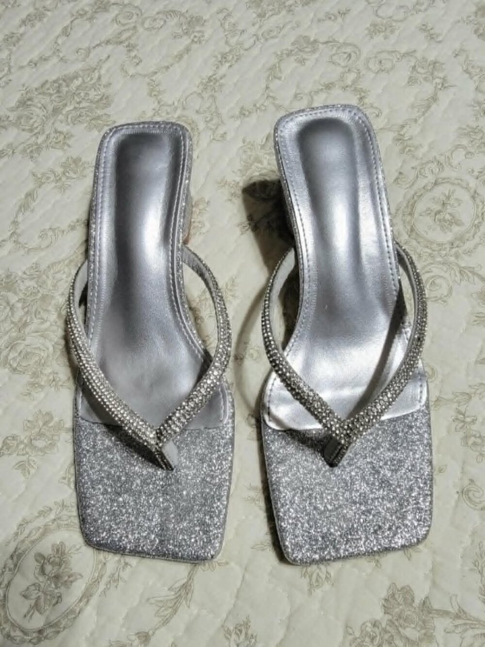 Silver Sparkle Block Heel Formal Dress Shoe Size 6 - Never Worn